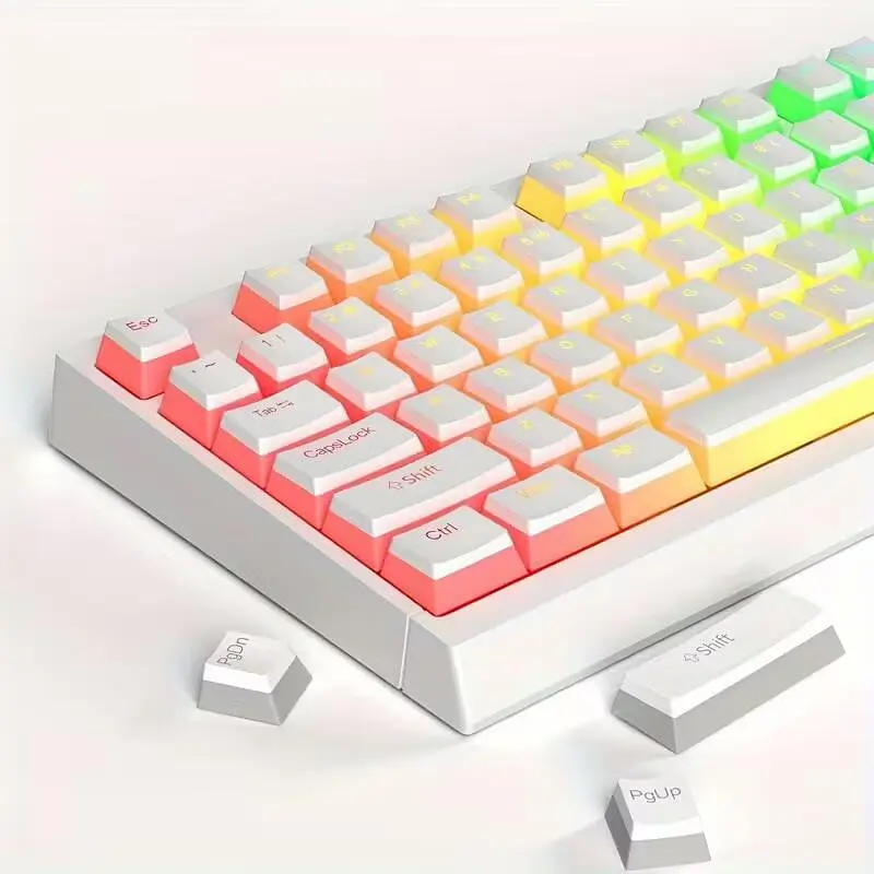 Набір напів прозорих кейкапів PBT / 97 клавіш / OEM профіль / White - фото 3