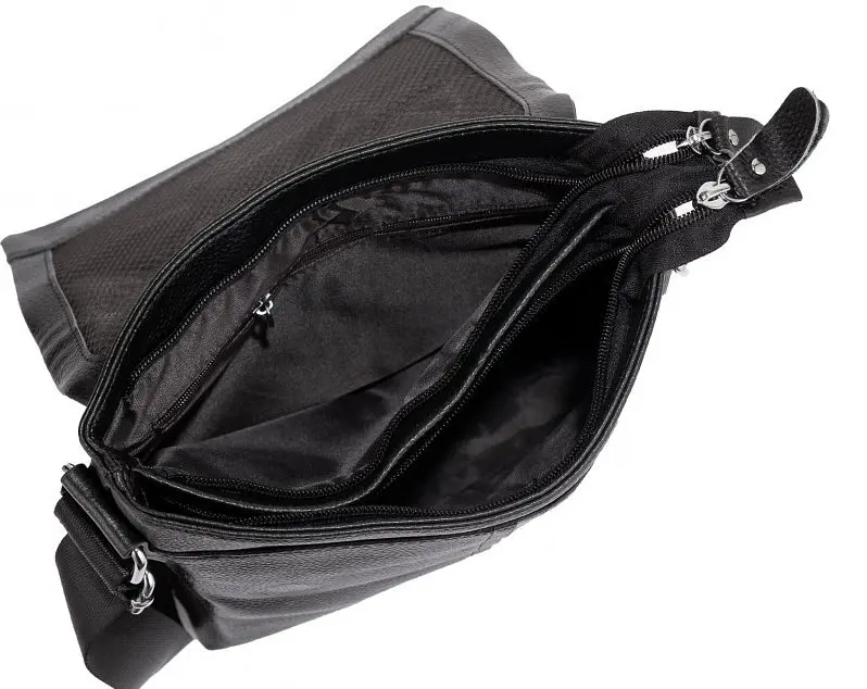 Сумка чоловіча з натуральної шкіри Tiding Bag Чорна - фото 4