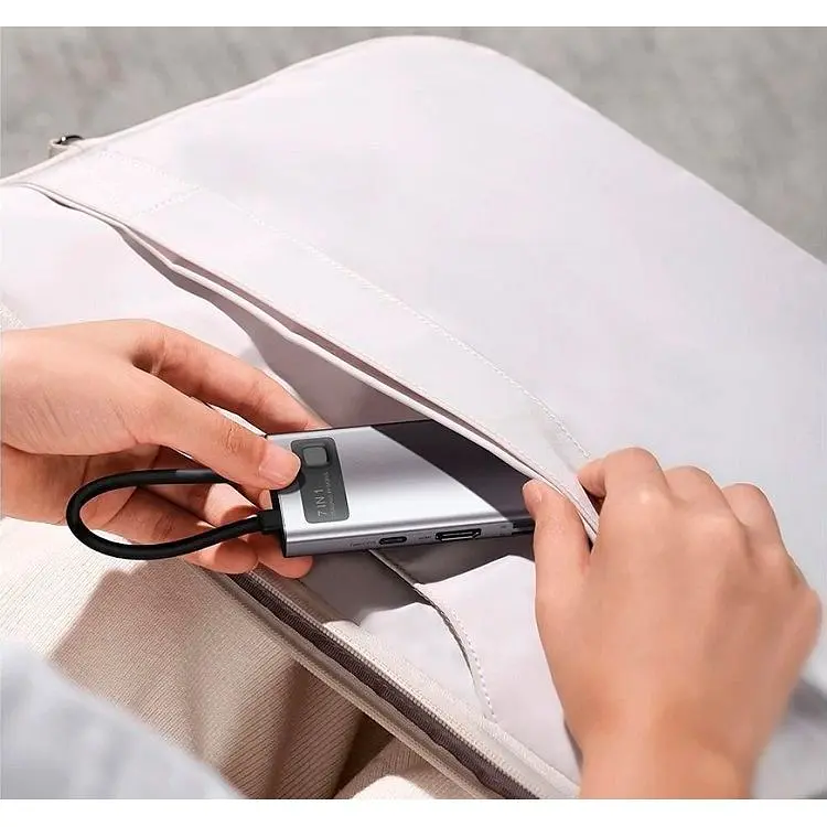 USB-хаб Baseus Metal Gleam Series 7-in-1 Multifunctional Type-C HUB Gray (WKWG020113) [72632] - фото 8