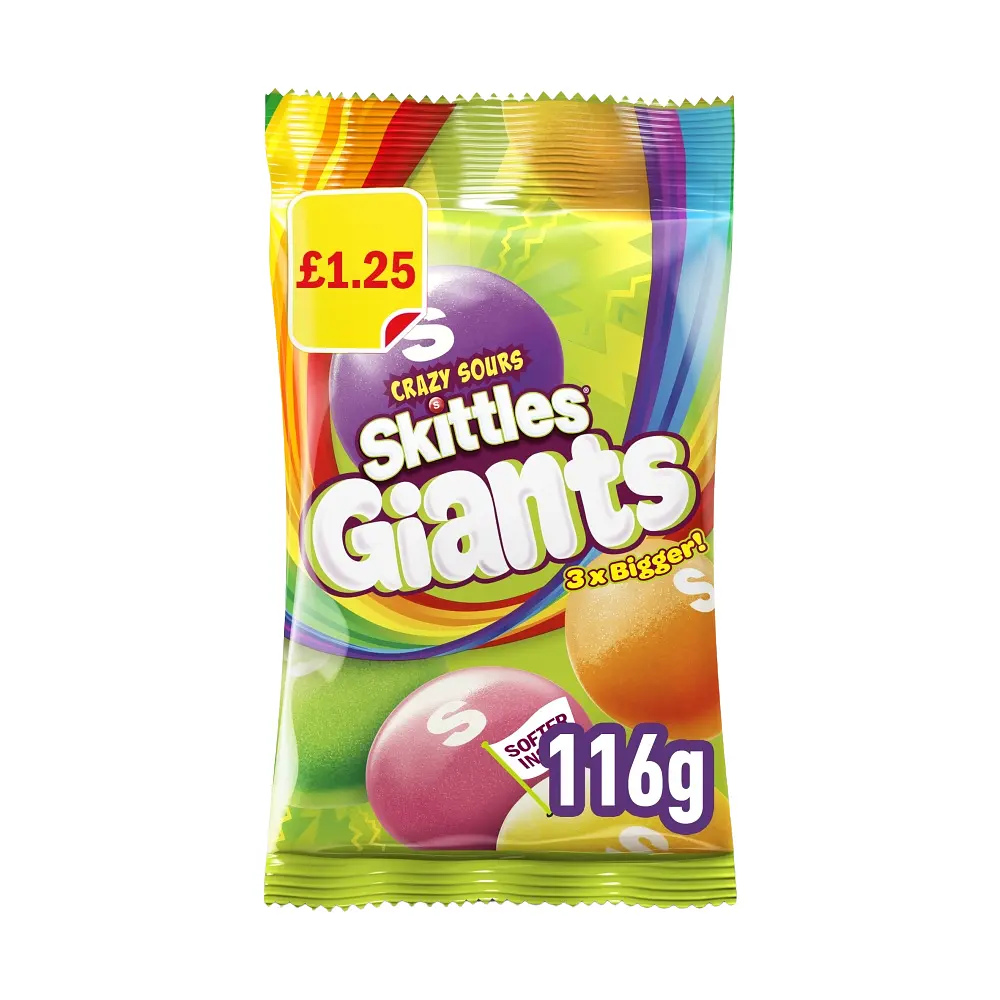 Драже Skittles Giants Vegan Chewy Sour Sweets, 116г - фото 2