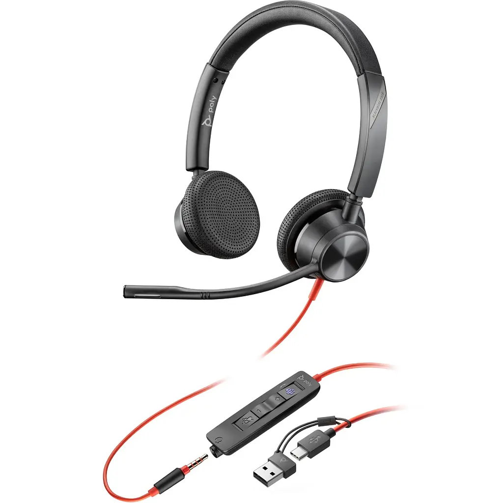 Гарнітура Poly BlackWire C3325 USB-C HS Stereo +3.5mm Plug +USB-C/A Adapter - фото 1