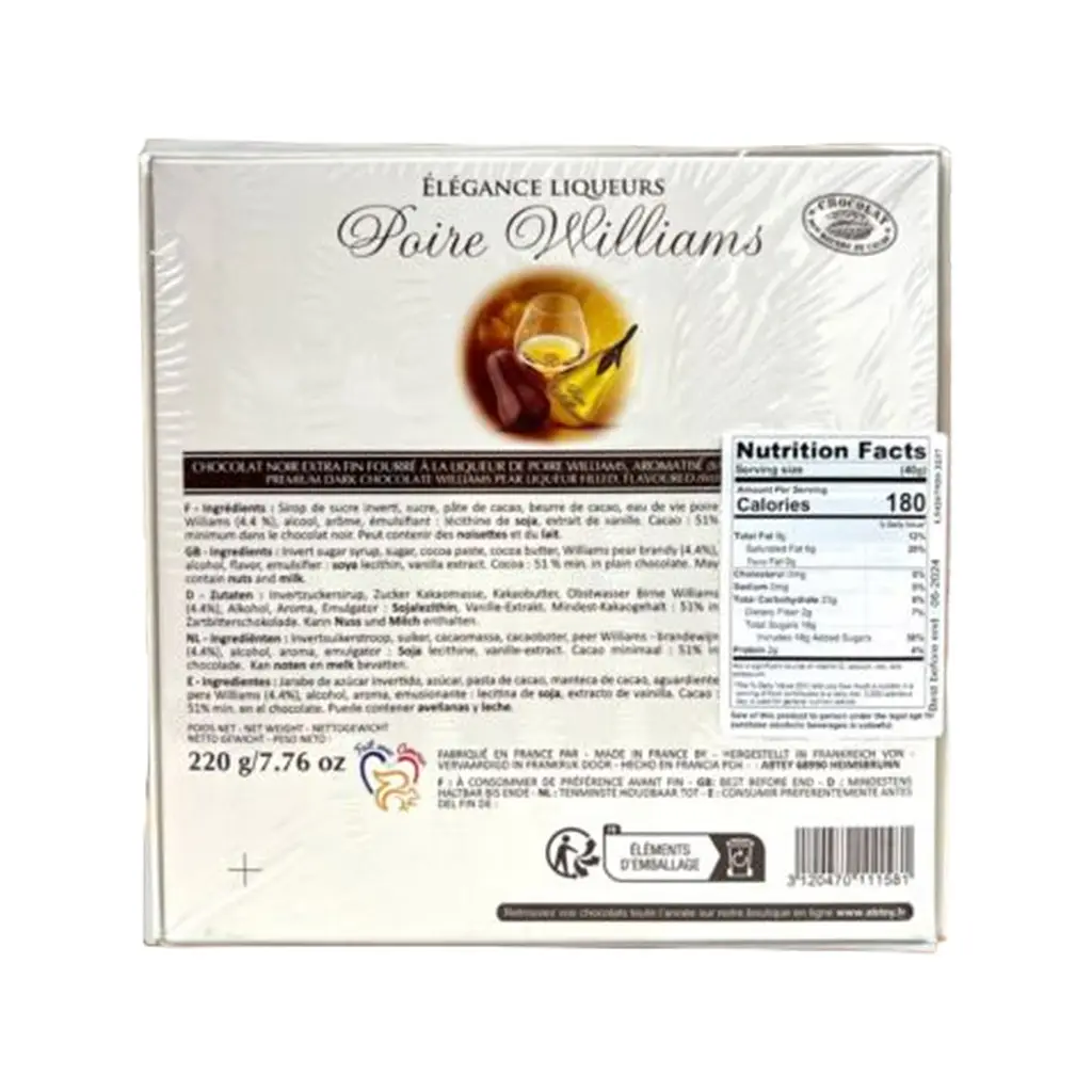 Конфеты Abtey Poire William Elegance Liqueur Chocolate бренди с грушей 220 г (799004) - фото 4
