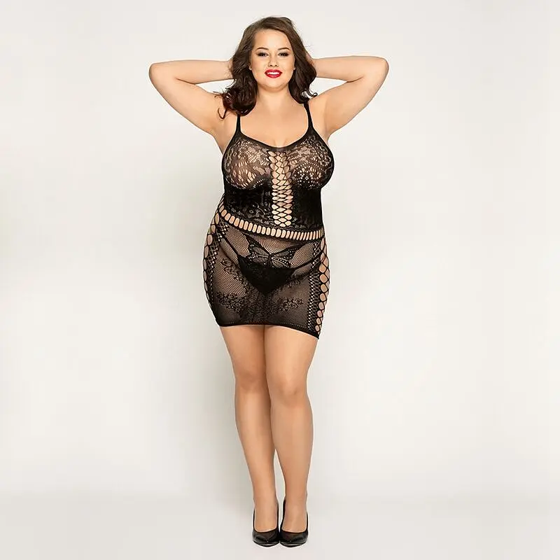 Сітчаста сукня з метеликами JSY «Сексапільна Емілі» Plus Size, Black, імітація шнурівки, мереживо - фото 2