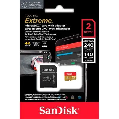 Карта памяти SanDisk 2TB microSDXC class 10 UHS-I U3 V30 A2 Extreme (SDSQXAV-2T00-GN6MA) - фото 3