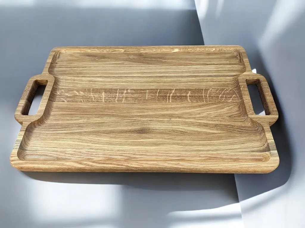 Менажниця дубова дерев'яна прямокутна з ручками 50x30 см - фото 7