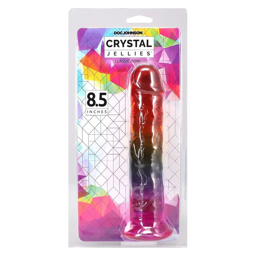 Ділдо Doc Johnson Crystal Jellies 8.5 Inch Classic Dong Rainbow, 21.6 см - фото 5
