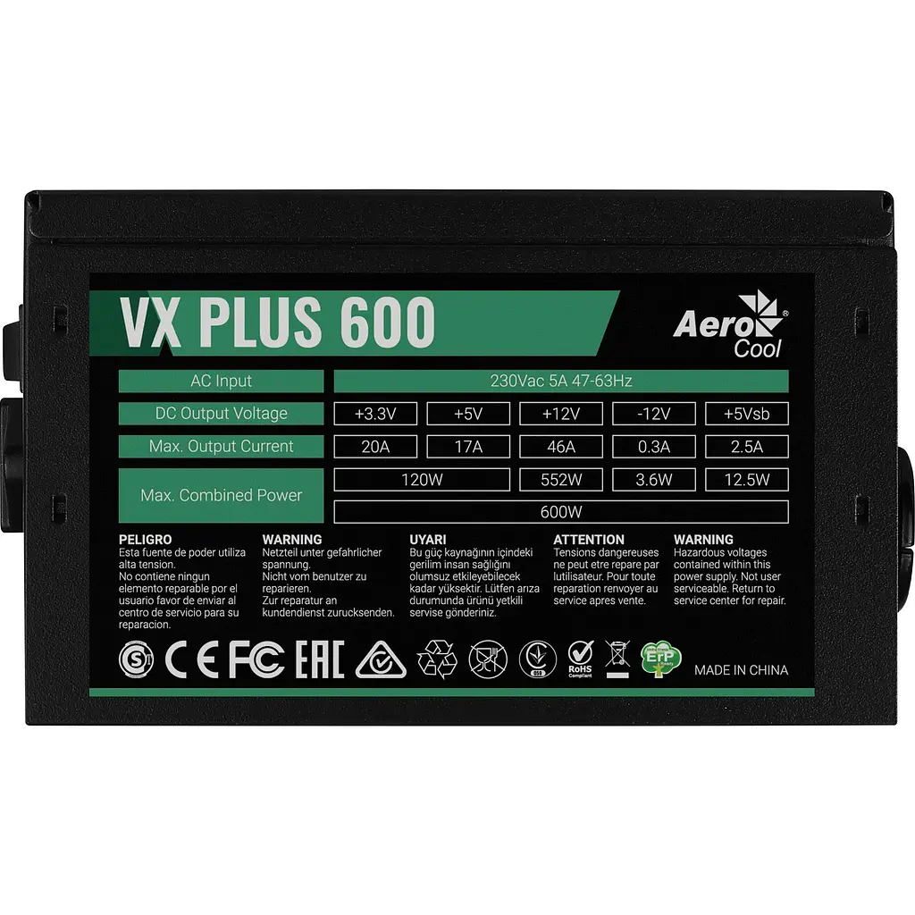 Блок живлення AeroCool VX Plus Stealth 600W (ACPN-VS60NEY.12) - фото 4