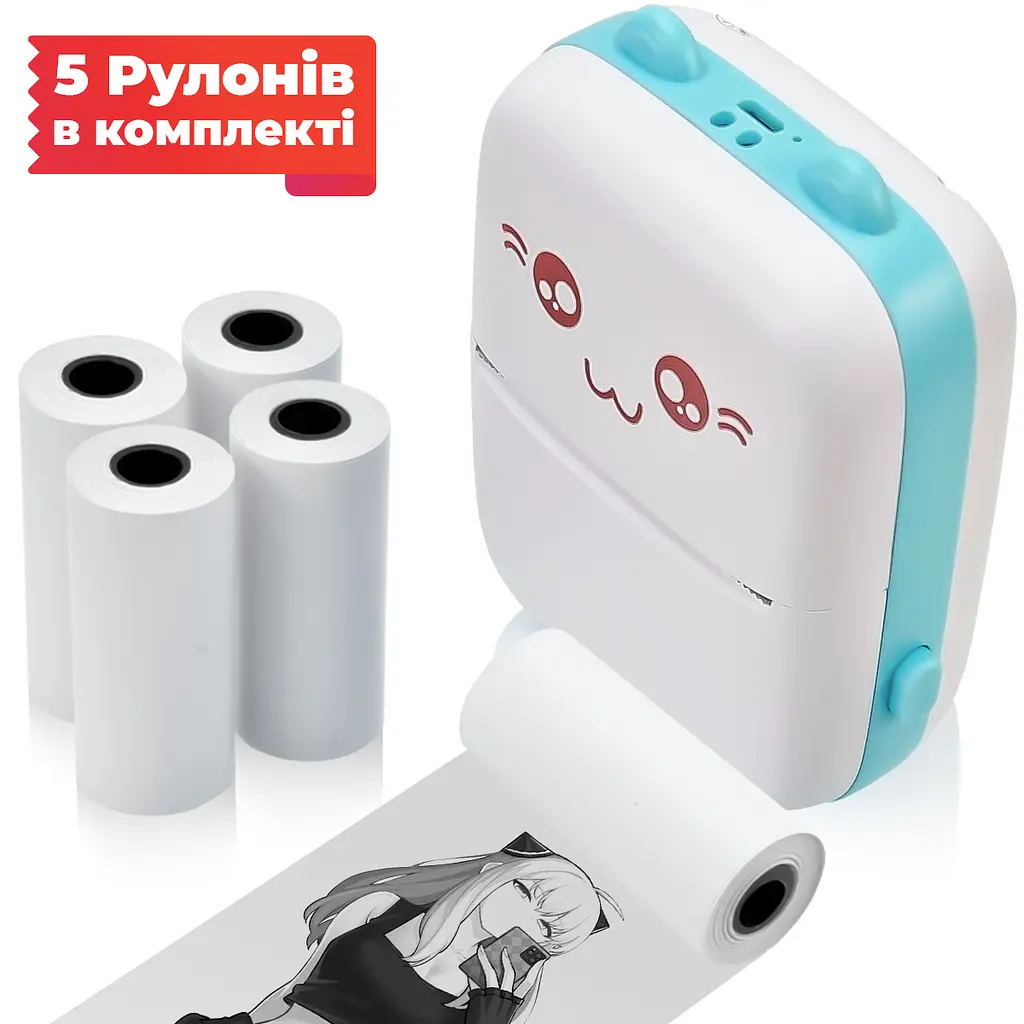 Дитячий принтер JETIX Mini printer Blue з набором термобумаги в комплекті - фото 2