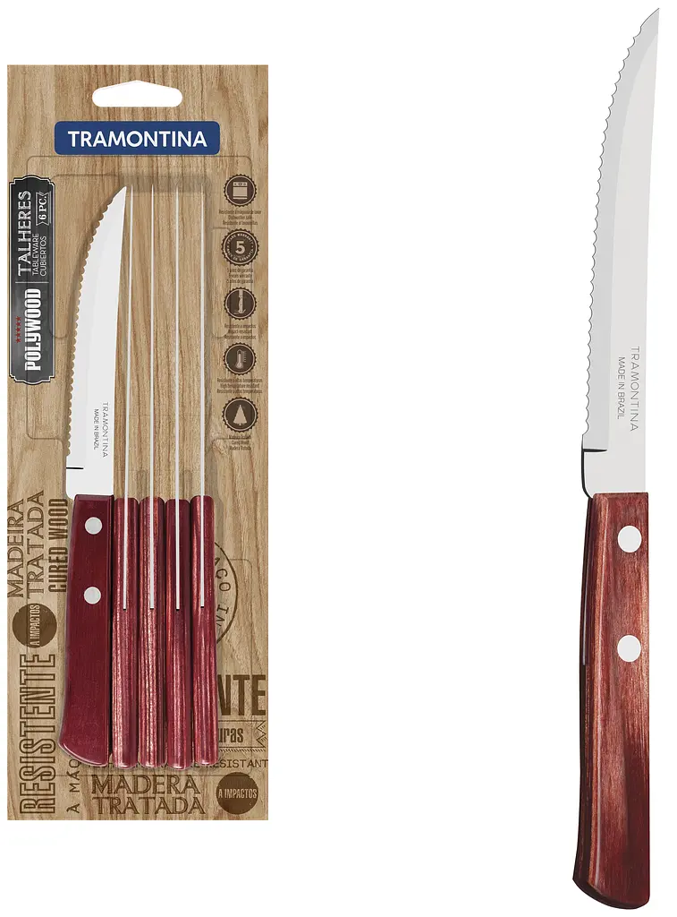 Набор ножей для стейка POLYWOOD, 127 мм, 6 шт. TRAMONTINA kuh0016265 - фото 3
