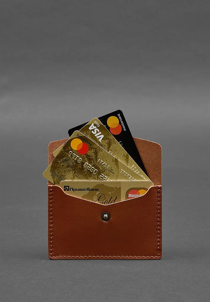 Кожаный кард-кейс 9.0 светло-коричневый краст - фото 4