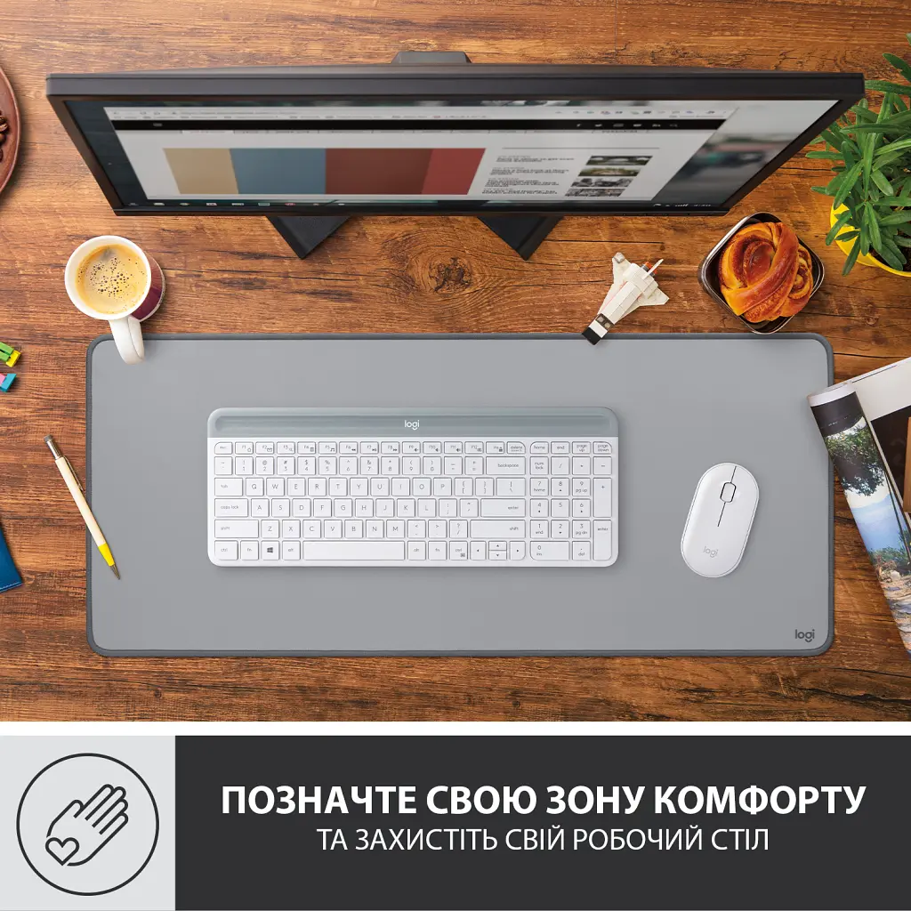 Килимок для мишки Logitech Desk Mat Studio Series Mid Grey (956-000052) - фото 2