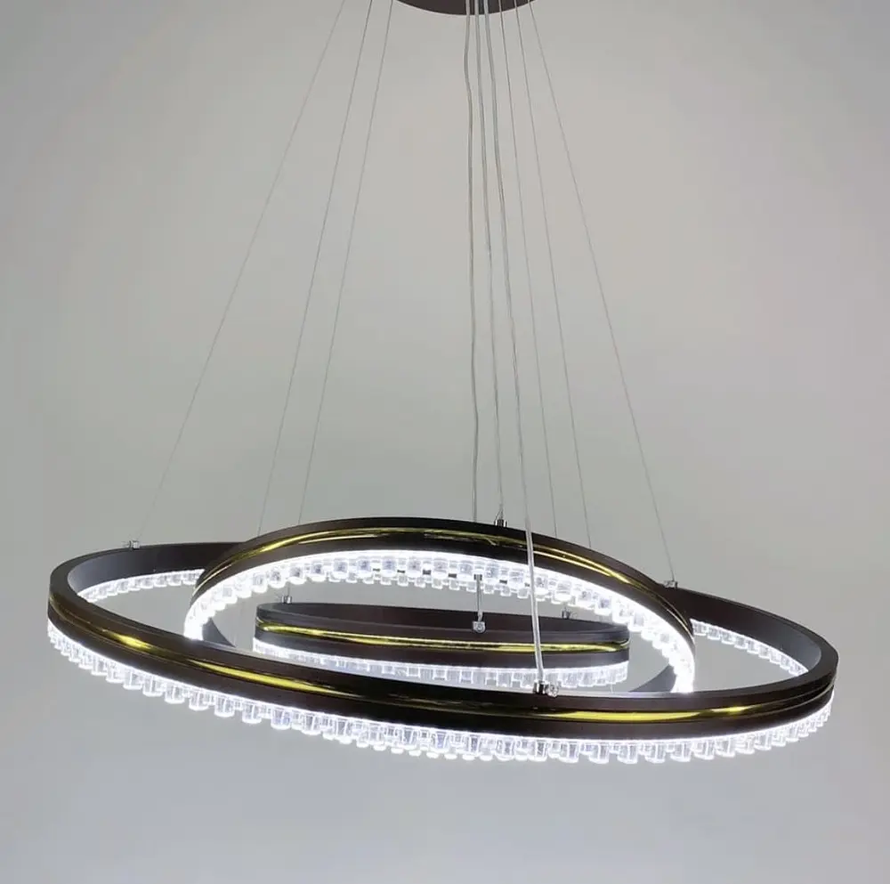 LED люстра цвета coffee на 3 кольца с золотистой полоской Line.F A 55060/3P CF+GD - фото 3