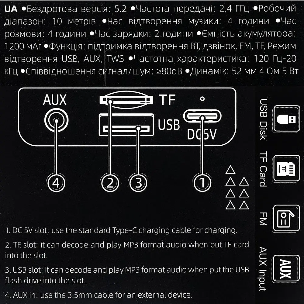 Портативна Bluetooth-колонка Hoco HC22 Auspicious sports BT speaker Black - фото 5