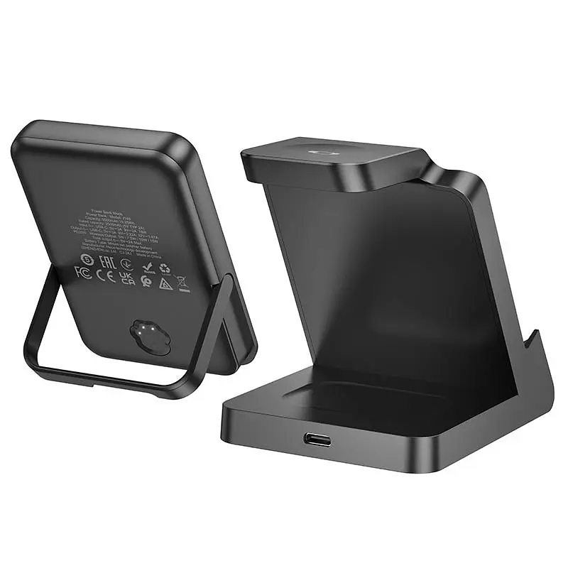 Портативний ЗП Power Bank + зарядная станция Hoco J149 Victory 3in1 magnetic з БЗП 5000 mAh Black - фото 2