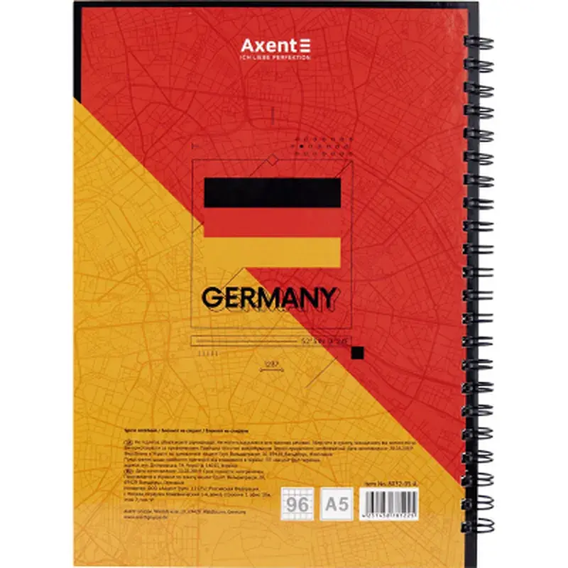 Блокнот Axent на спіралі, тверда обкладинка, А5, 96 арк., Berlin (8032-05-A) - фото 2