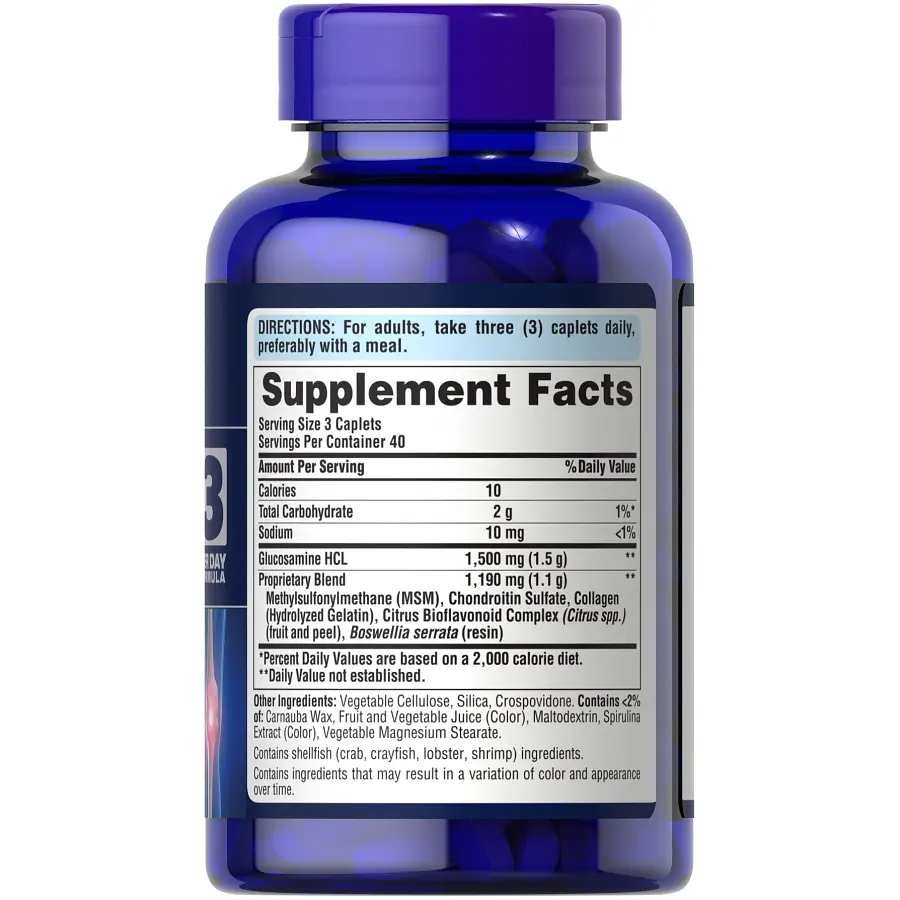 Препарат для суглобів і зв'язок Puritan's Pride Chondroitin Glucosamine MSM 3 Per Day Formula, 120 каплет - фото 2