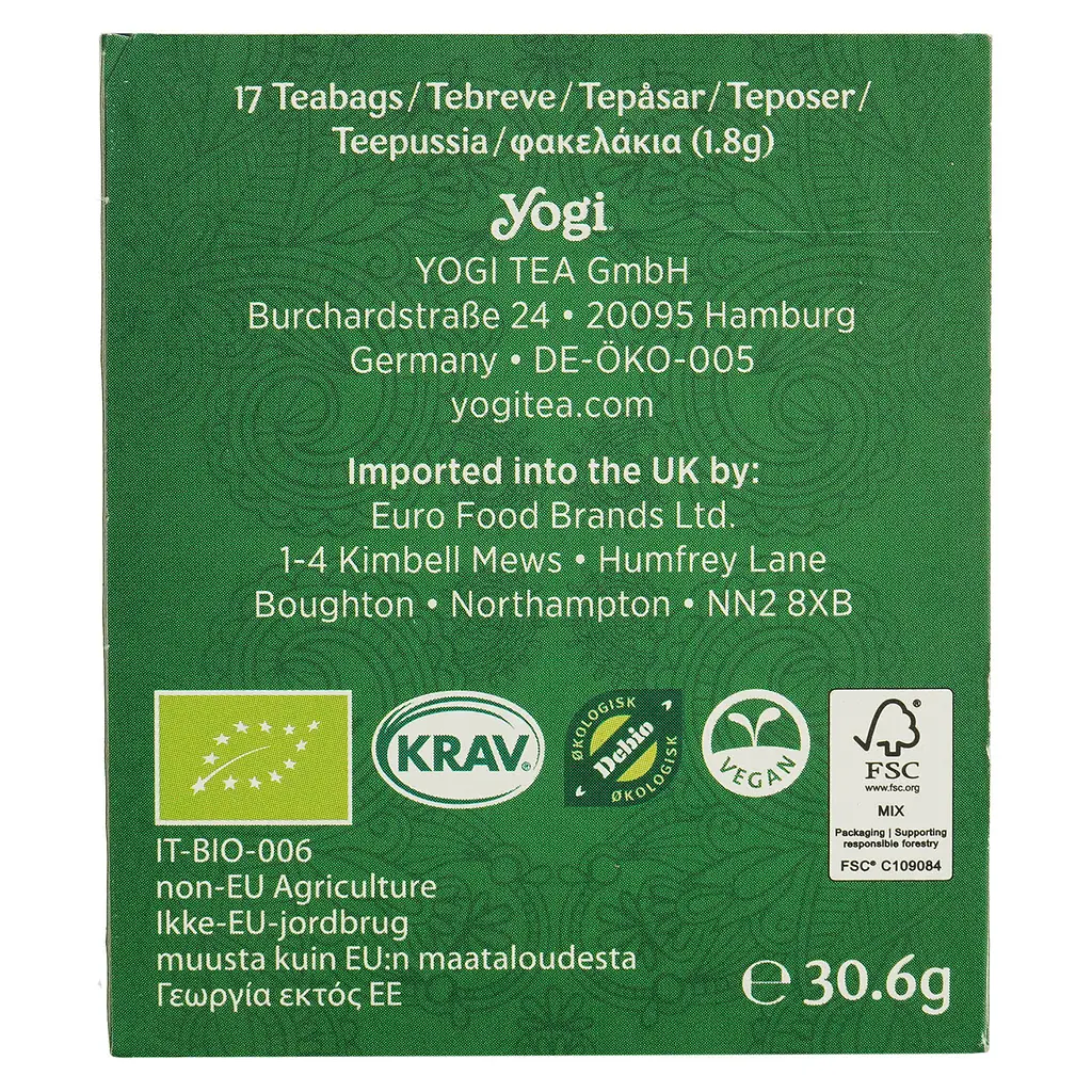 Суміш трав'яного та зеленого чаю Yogi Tea Зелений баланс органічний 30.6 г (17 шт х 1.8 г) - фото 6