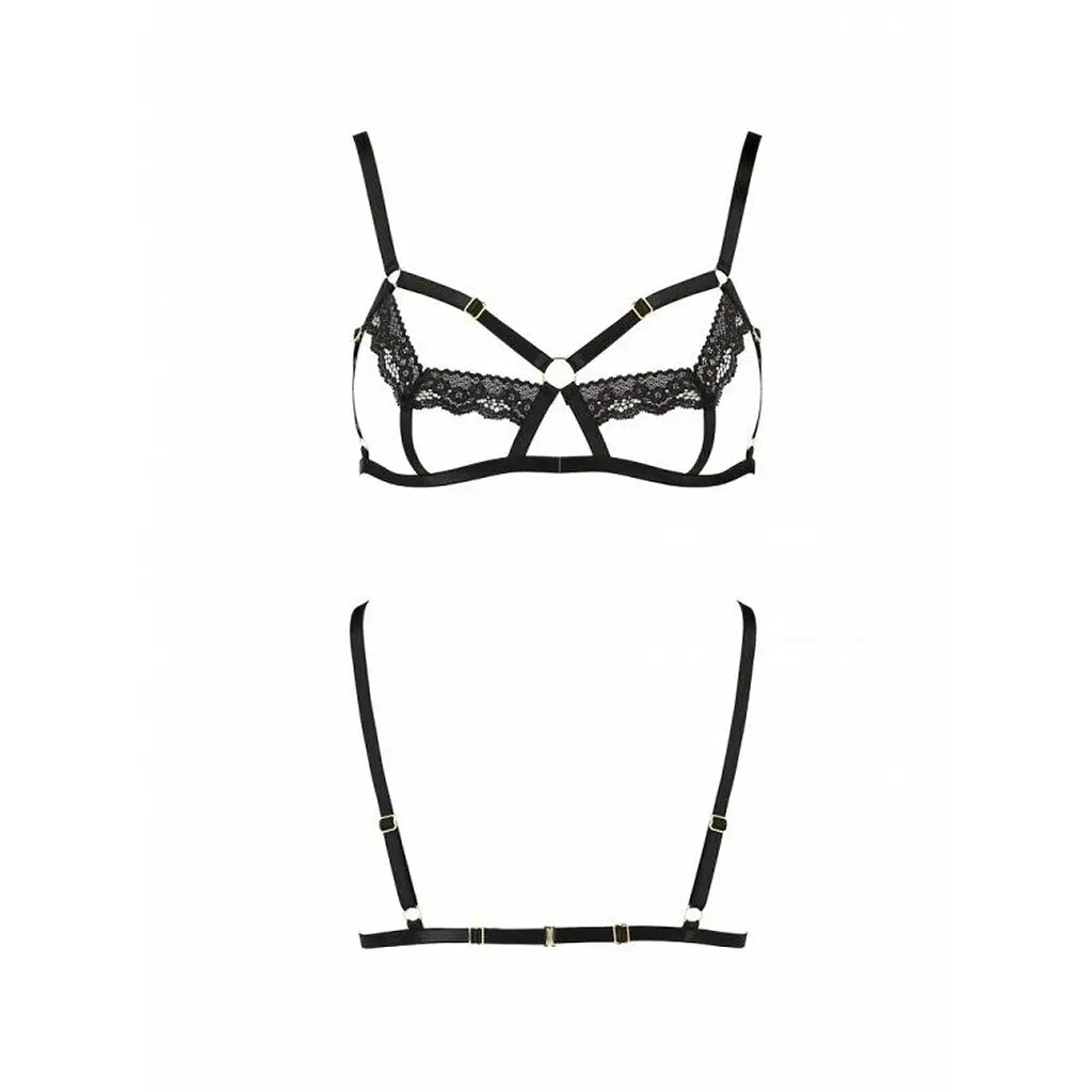 Бюстгальтер-стрепи з мереживом Passion Exclusive SOLON BRA L/XL, black - фото 5
