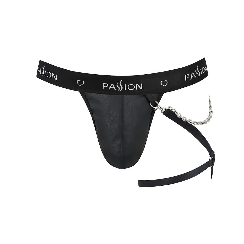 Чоловічі трусики танга з підв’язкою Passion 058 THONG BILL S/M Black - фото 5