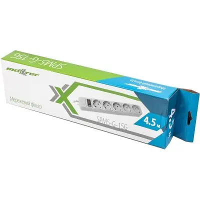 Мережевий фільтр живлення Maxxter (SPM5-G-15G) grey, 4.5 м кабель, 5 розеток (SPM5-G-15G) - фото 2