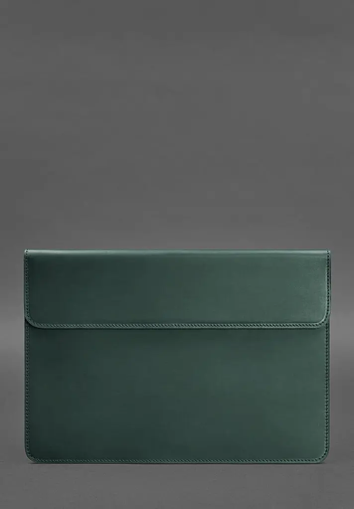 Шкіряний чохол-конверт BlankNote на магнітах для MacBook 14 Зелений Crazy Horse - фото 2