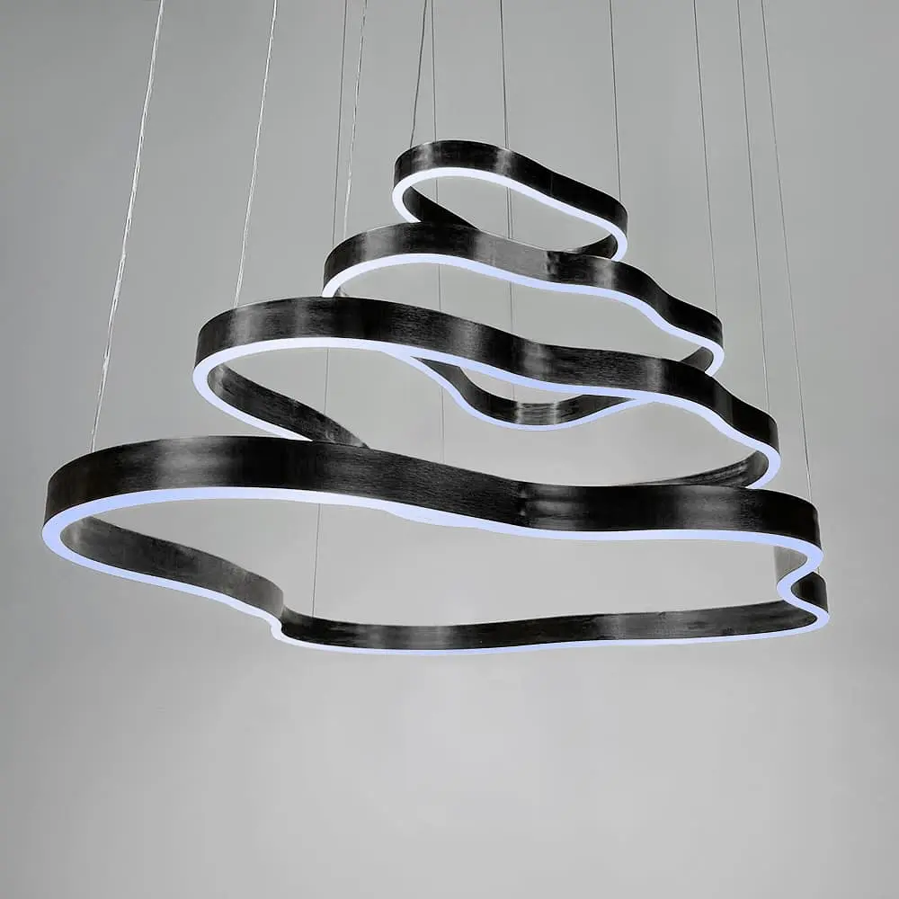 Впечатляющая черная люстра на 4 яруса 100+83+63+43 см | Ст. PCL003-100*80*60*40 BK Line F - фото 3