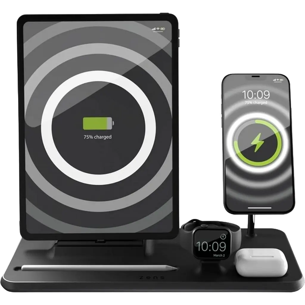 Беспроводное зарядное устройство Zens MagSafe + Watch + iPad Wireless Charging Station Black (ZEDC21B/00) - фото 3