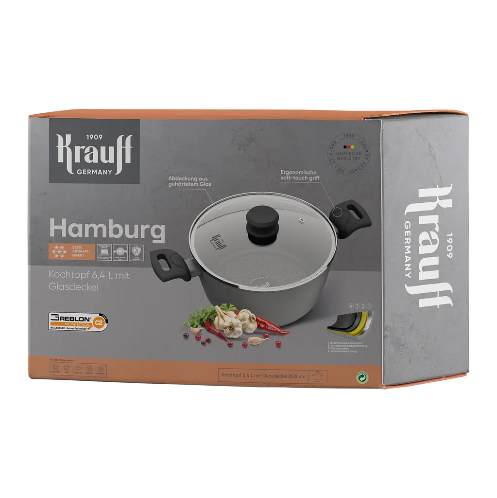 Кастрюля Krauff Hamburg со стеклянной крышкой 6.4 л (25-45-255) - фото 2