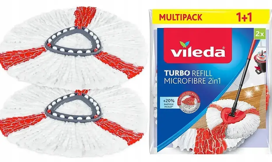 Змінна насадка для швабри Vileda Turbo Microfibre 2in1 – 2 шт. у комплекті, мікрофібра, машинне прання - фото 2