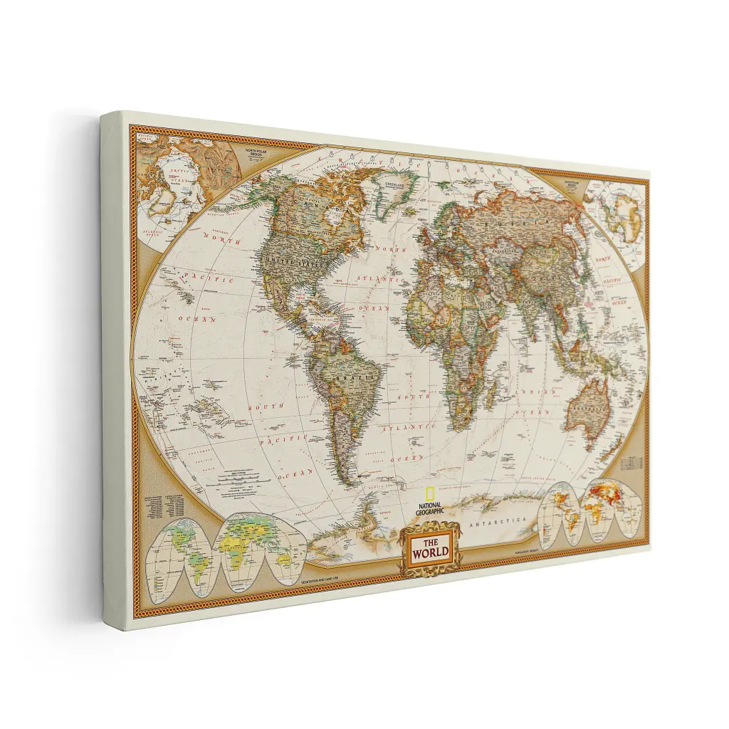 Інтер'єрна картина Географічна карта світу (англ), World Map, 71×106 см (id1208) - фото 2