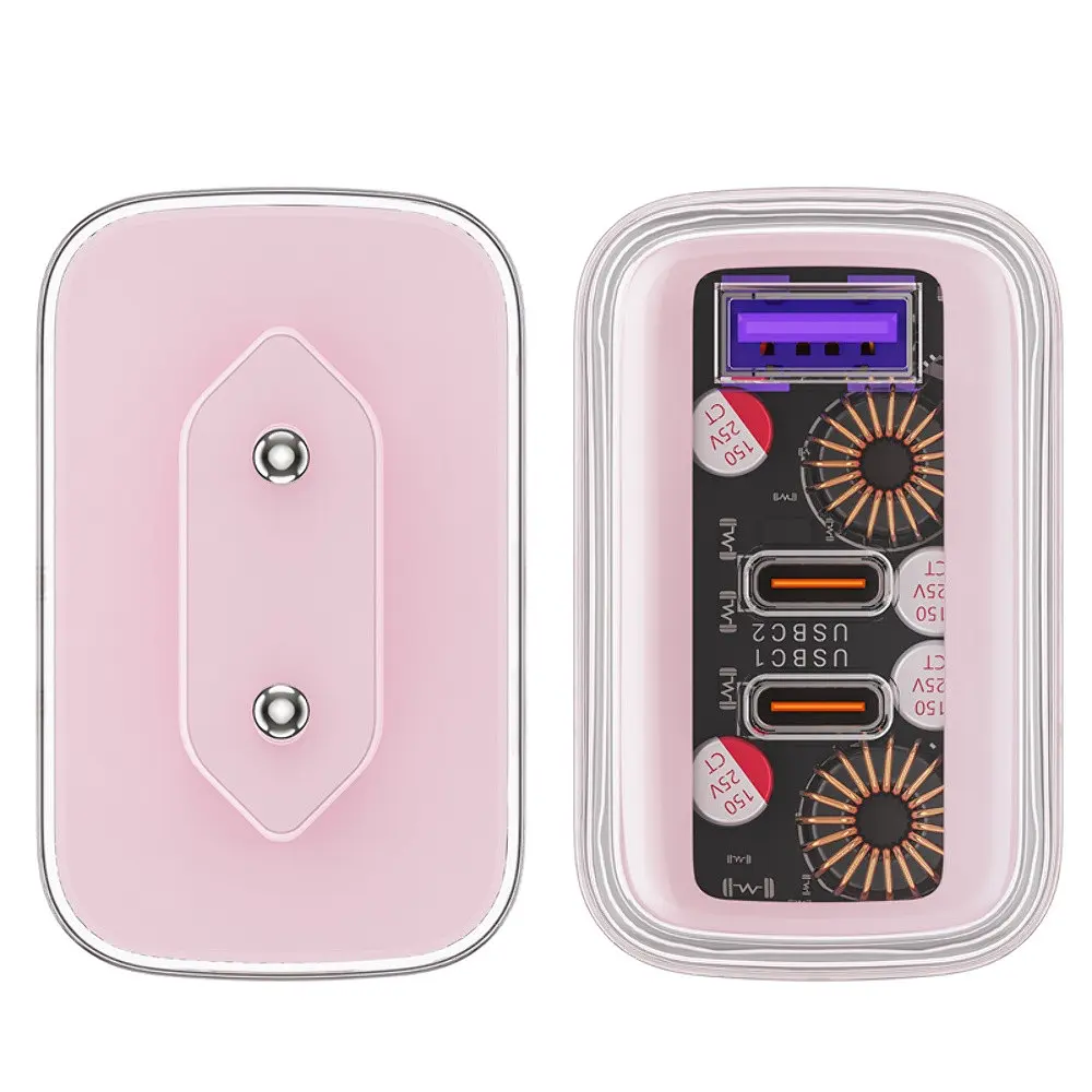 Сетевое зарядное устройство для Acefast A45 USB/2 Type-C QC PD PD65W GaN розовый - фото 7