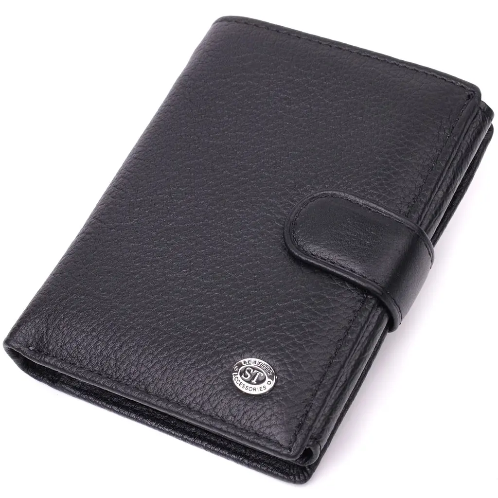 Солідний чоловічий гаманець з натуральної шкіри ST Leather 22467 чорний