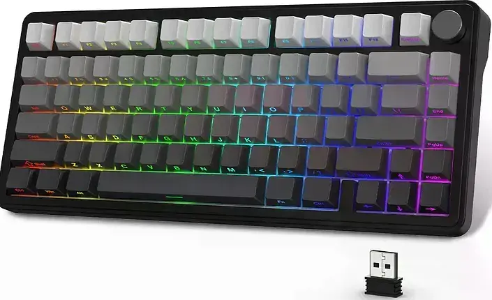 Ігрова бездротова механічна клавіатура ATTACK SHARK X85 / Три режими підключення / White Jade Switch / Black - фото 2