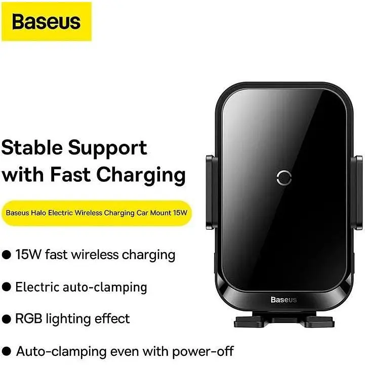 Держатель Baseus Halo Electric Wireless Charging Car Mount с беспроводной зарядкой 15 W (SUDD000001) - фото 9