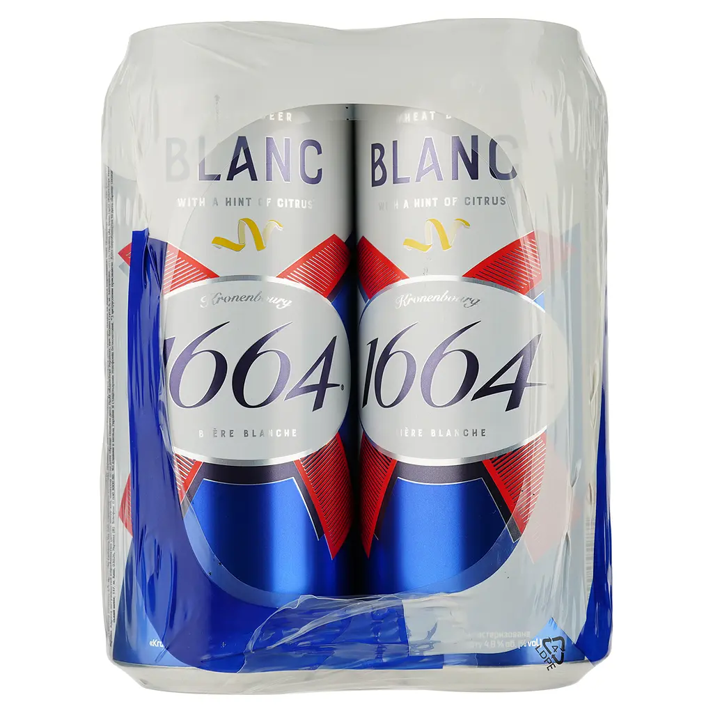 Набор пиво светлое Kronenbourg 1664 Blanc специальное пшеничное пастеризованное 4.8% (0.5 л х 4 шт.) - фото 2