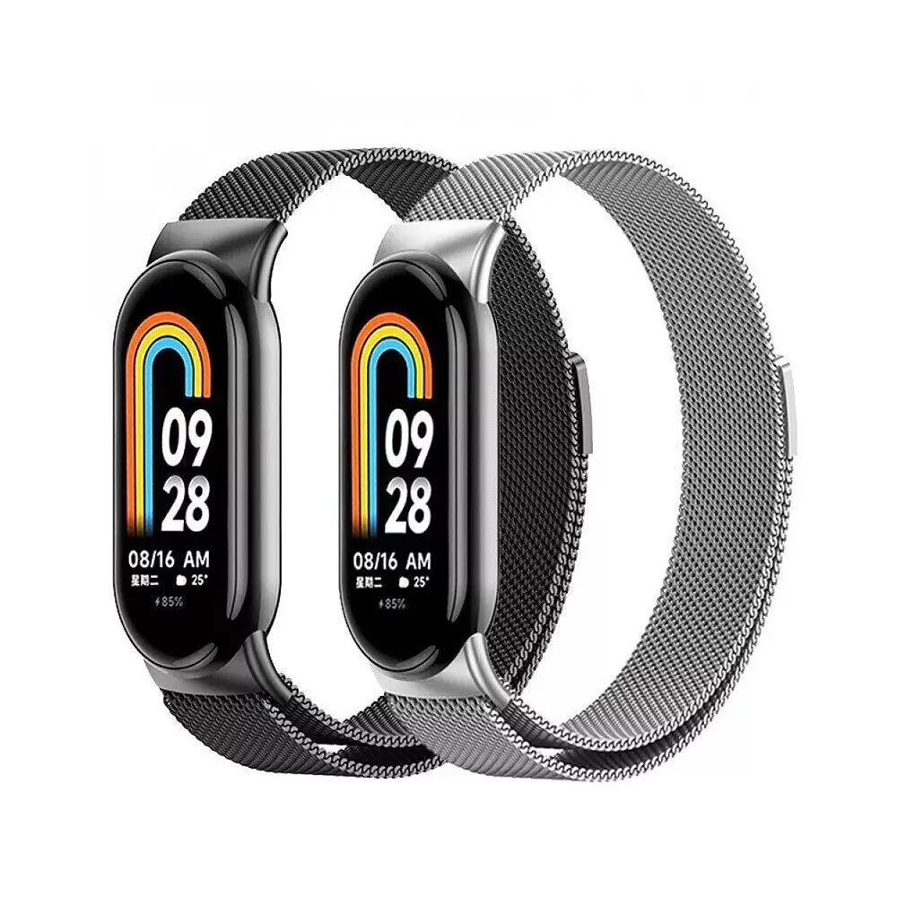 Ремешок для фитнес-браслета Boorui для Xiaomi Mi Band 8 и 9 миланская петля серебристый - фото 6