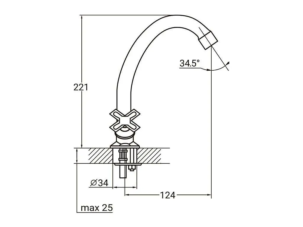 Змішувач AQUATICA QN 1/2 для кухні економ на шпильці (9786100) (2шт в упак) - фото 2