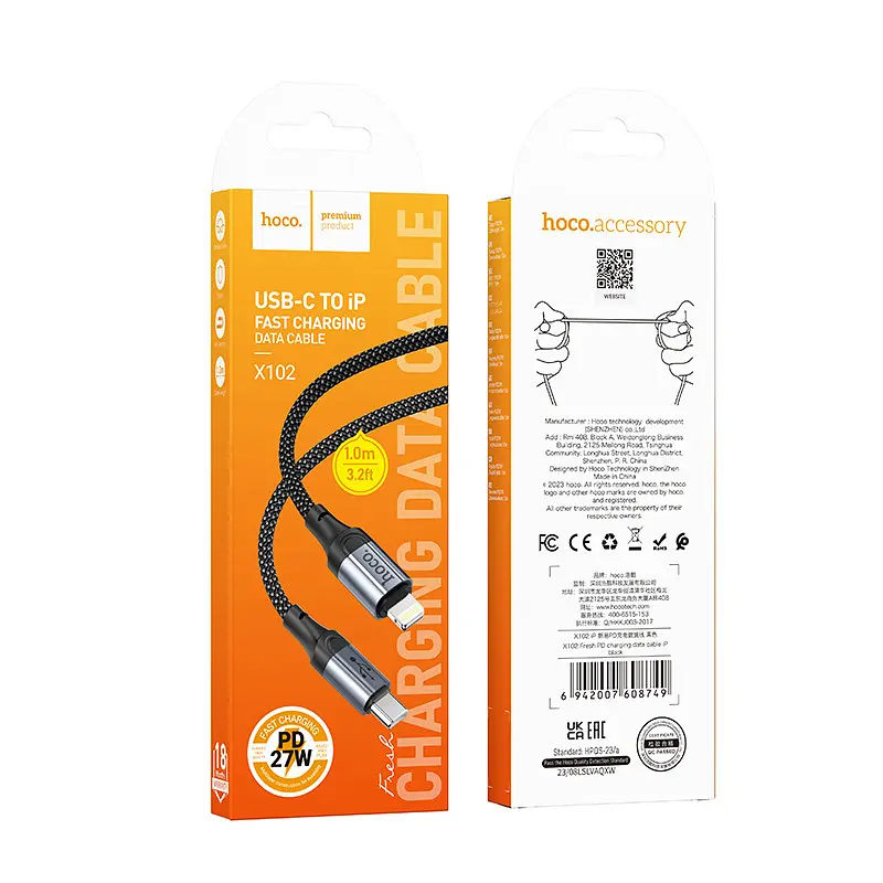 Кабель Hoco X102 Fresh PD charging data cable iP Чорний - фото 2
