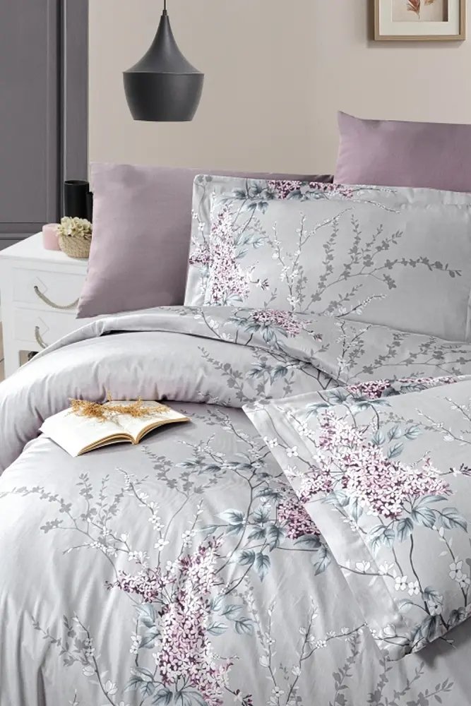 Турецька постільна білизна First Choice Cotton Satin Wisteria lilac євро - фото 2