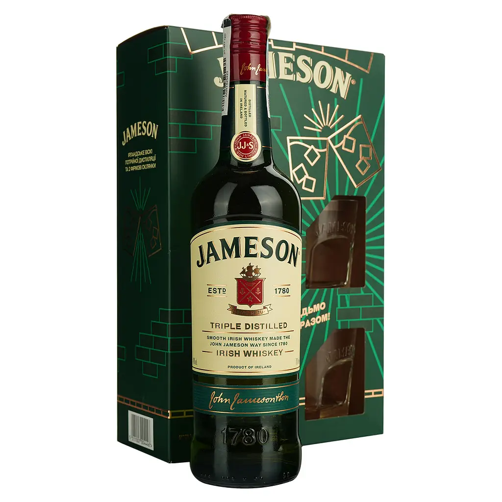 Набір Віскі Jameson Irish Whisky, 40%, 0,7 л + 2 келихи (304763) - фото 2