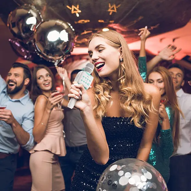 Микрофон-караоке Hoco BK5 Cantando с колонкой белый с голубым - фото 5