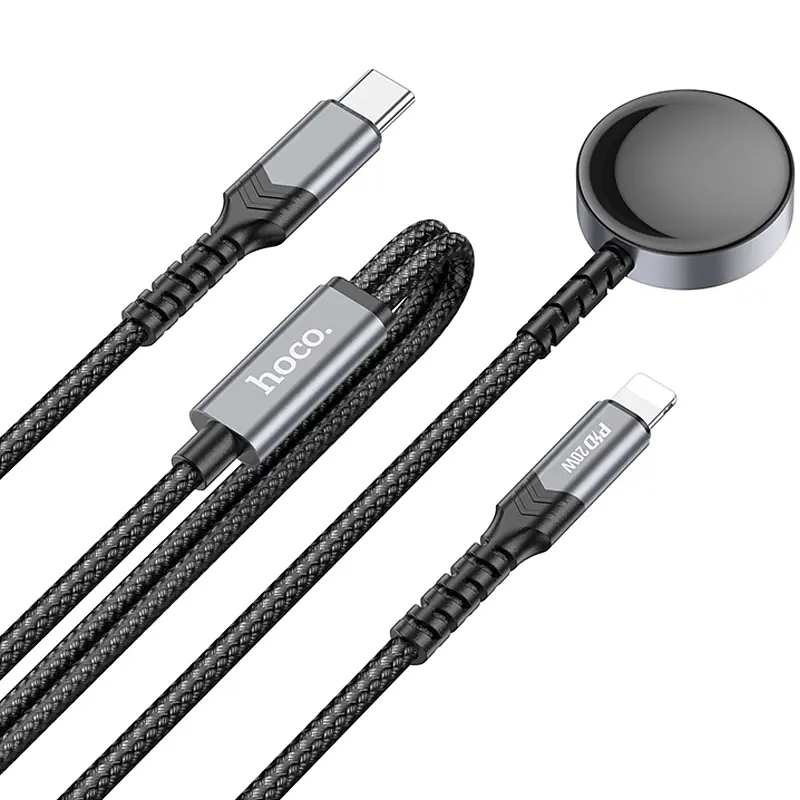 Дата кабель Hoco CW54 2in1 Type-C to iWatch/Lightning 2.5W (1.2m) Black - фото 2