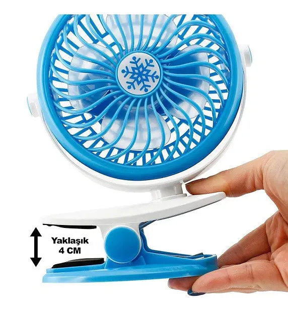 Аккумуляторный настольный вентилятор Moltis Mini Fan WX 6503 на прищепке 1000mAh Ветродуйка 5Вт 4 Голубой - фото 4