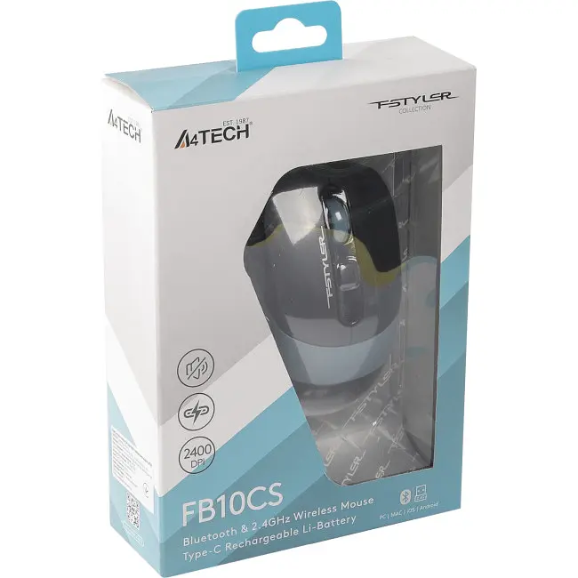 Миша A4Tech USB Fstyler FB10CS Ash Blue - фото 9