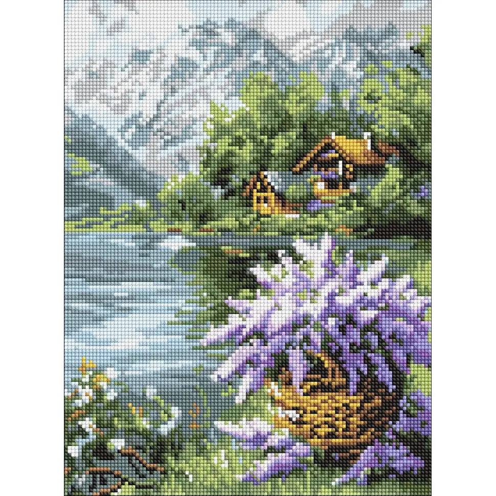 Алмазна мозаїка "Бузковий кошик" art_selena_ua Ideyka AMO8098, 30х40 см
