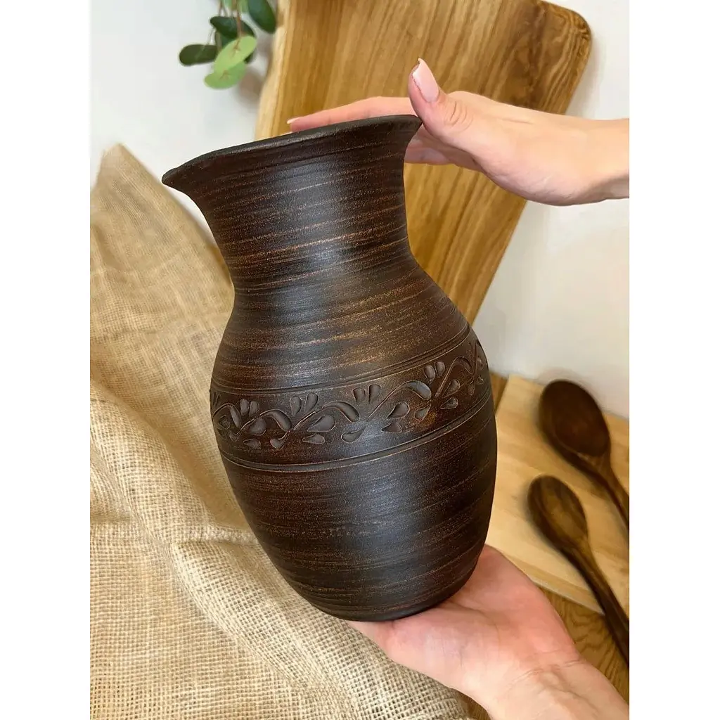 Кувшин 2 литра керамический (глиняный) резной без ручки декор - фото 4