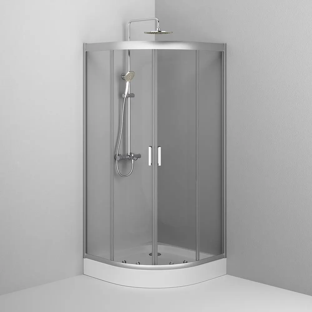 Душова кабіна Am.Pm Gem 1/4 Round 90x90 см без піддону хром матовий W90UG-401-090MT, Хром матовий, прозрачний, хром - фото 3