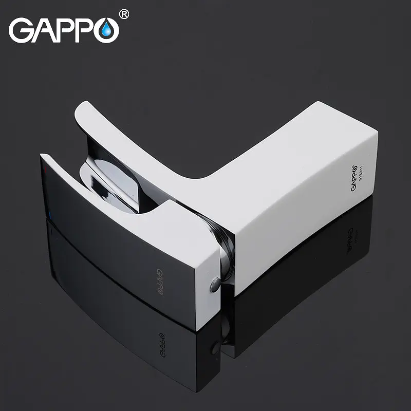 Змішувач для умивальника Gappo G1007-30, білий/хром, Білий - фото 3
