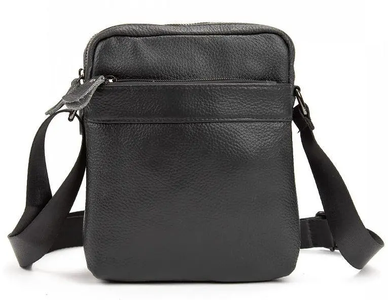 Чоловічий шкіряний месенджер Tiding Bag Чорний - фото 2