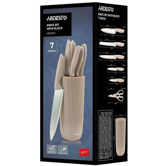 Набор ножей Ardesto Gemini с блоком 7 предметов бежевый (AR2107KH) - фото 5